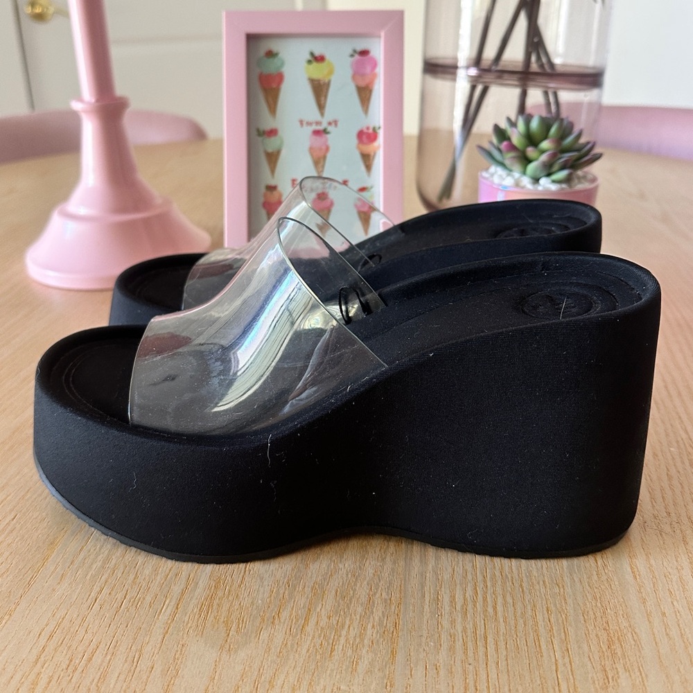 Zara Black Platforms with Transparent Strap